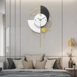 Eustace+Wall+Clocks+for+Living+Room,+3D+Gold+Pendulum+Geometric+Mute+Metal+Digital+Home+Clock (1)