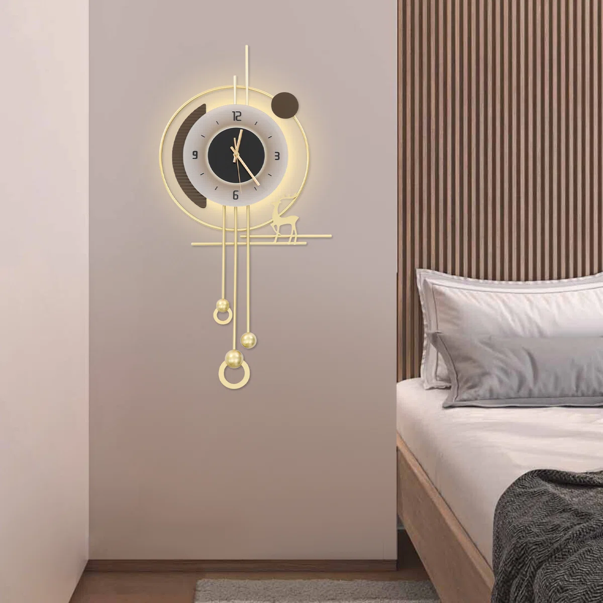 Metal Wall Clock With LED Light - Image 4