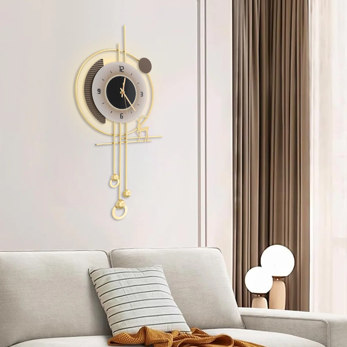 Metal Wall Clock With LED Light