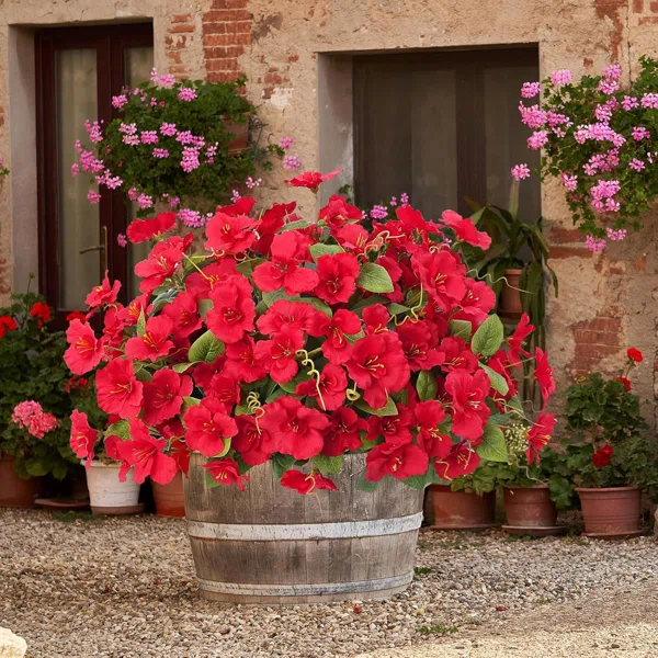 6 Bundles Artificial Flowers Plants for Outdoors Spring Decoration Hibiscus Tropical Flowers - Image 3
