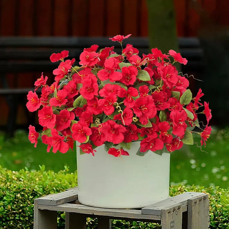 6 Bundles Artificial Flowers Plants for Outdoors Spring Decoration Hibiscus Tropical Flowers